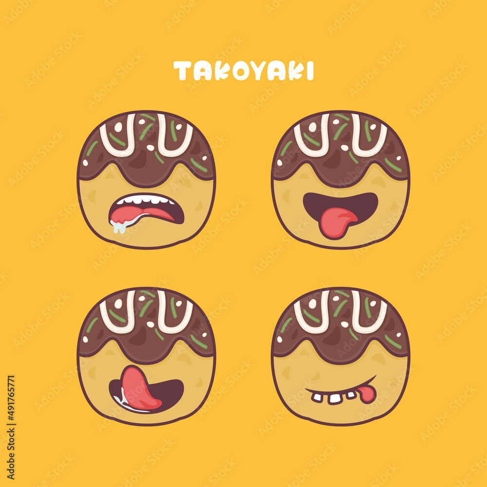 Obraz premium Takoyaki cartoon vector. japanese food cartoon illustration