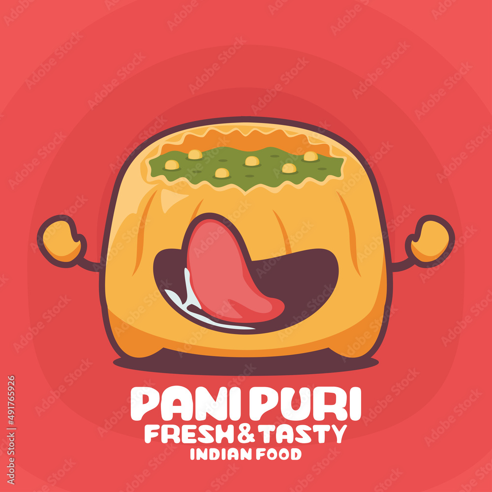 Panipuri cartoon. vector illustration of traditional indian food