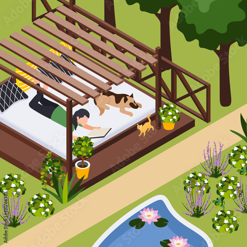 Outdoor Bed Isometric Composition