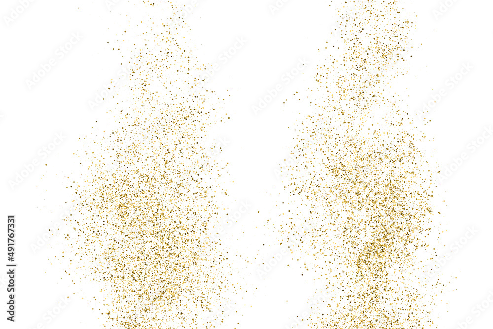 Gold Glitter Texture Isolated On White. Goldish Color Sequins. Celebratory Background. Golden Explosion Of Confetti. Vector Illustration, Eps 10. Gold Glitter Texture Isolated On White. Goldish Color Sequins. Celebratory Background. Golden Explosion Of Confetti. Vector Illustration, Eps 10.