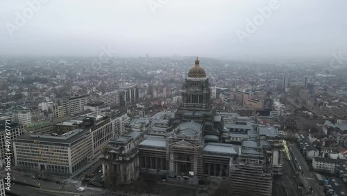 palace of justice of brussels with city overview, aerial photo