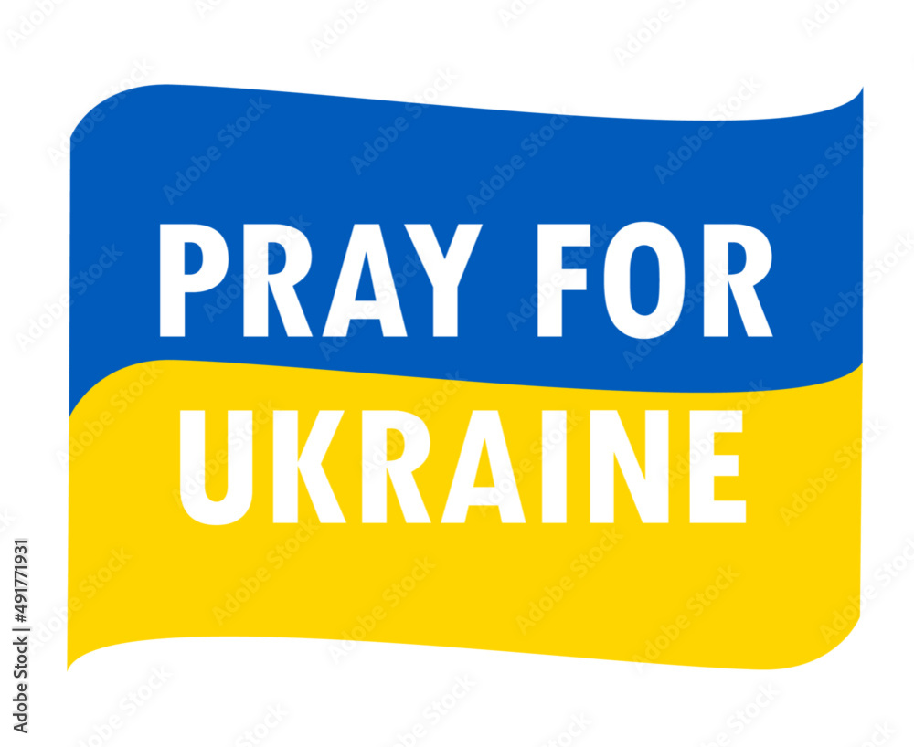 Pray For Ukraine Symbol Emblem With Ribbon Flag Abstract Vector Design White Pray For Ukraine Symbol Emblem With Ribbon Flag Abstract Vector Design White