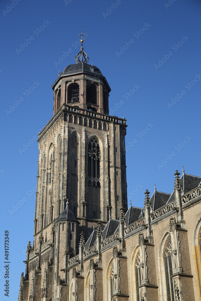 The tower of the Great Church in the city of Deventer, the Netherlands
