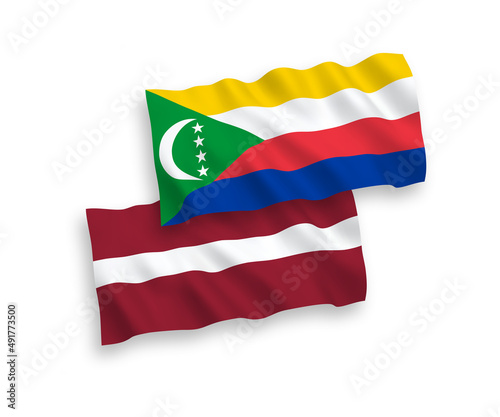 Free Download Flags of Latvia and Union of the Comoros on a white background - GFXLoad