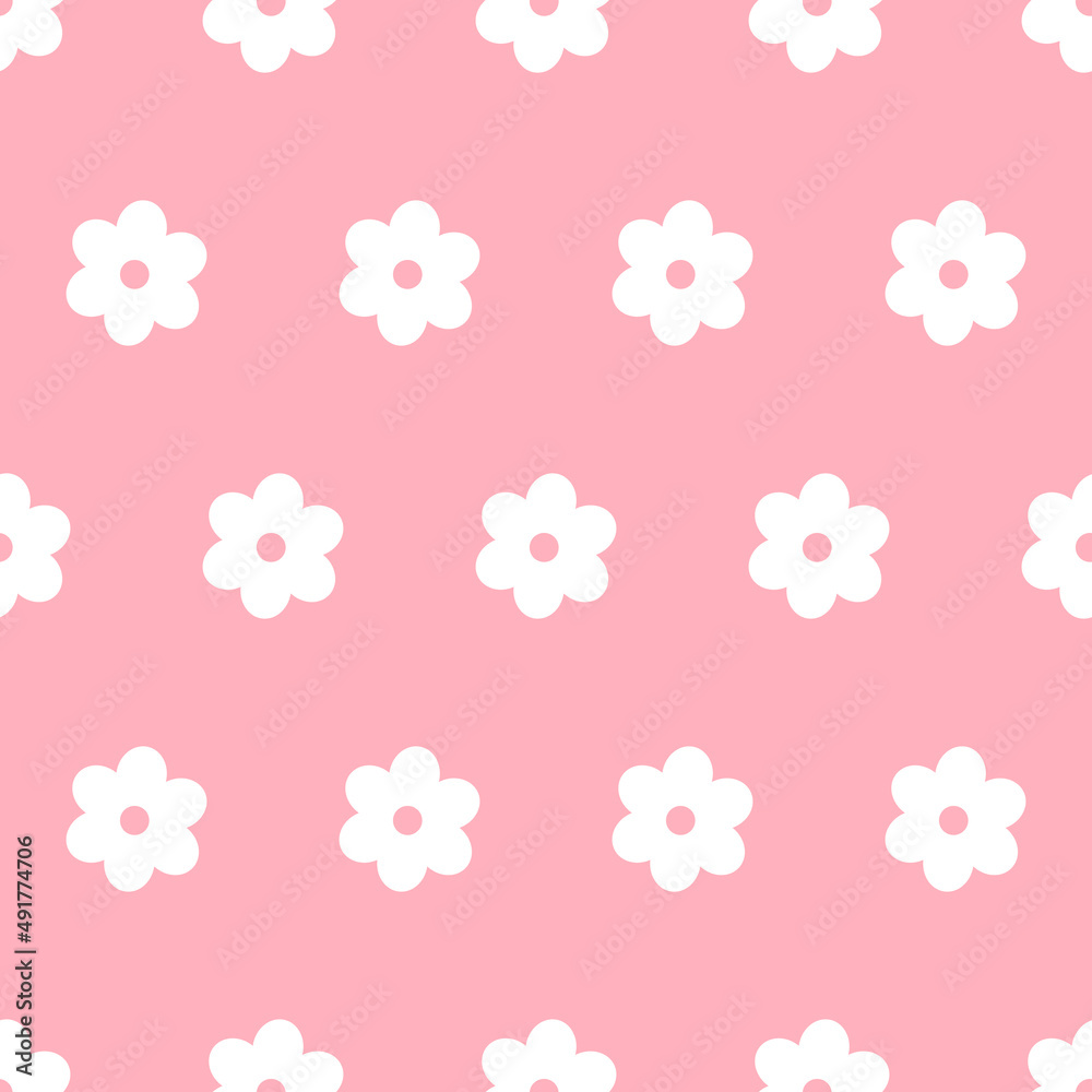 Seamless pattern flowers daisies silhouette vector illustration