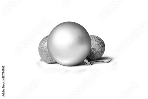 Blank plain White Matte Christmas Ball Mock-Up template isolated on white background. 3d rendering.