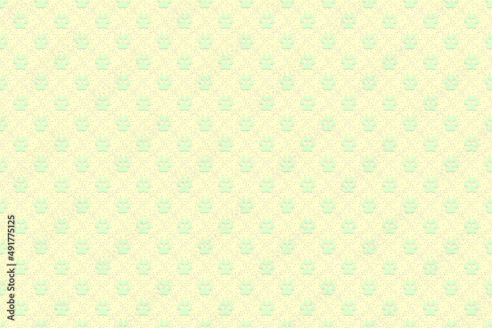 light green cream animal footprint pattern wallpaper doodle background, cute seamless pattern, light yellow cream background
