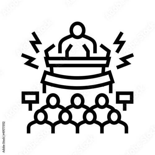 political boycott line icon vector. political boycott sign. isolated contour symbol black illustration