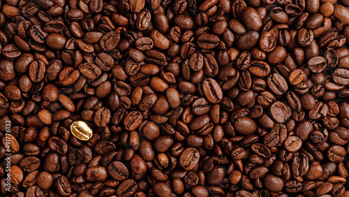 Coffee beans texure. Standing out from the crowd concept.