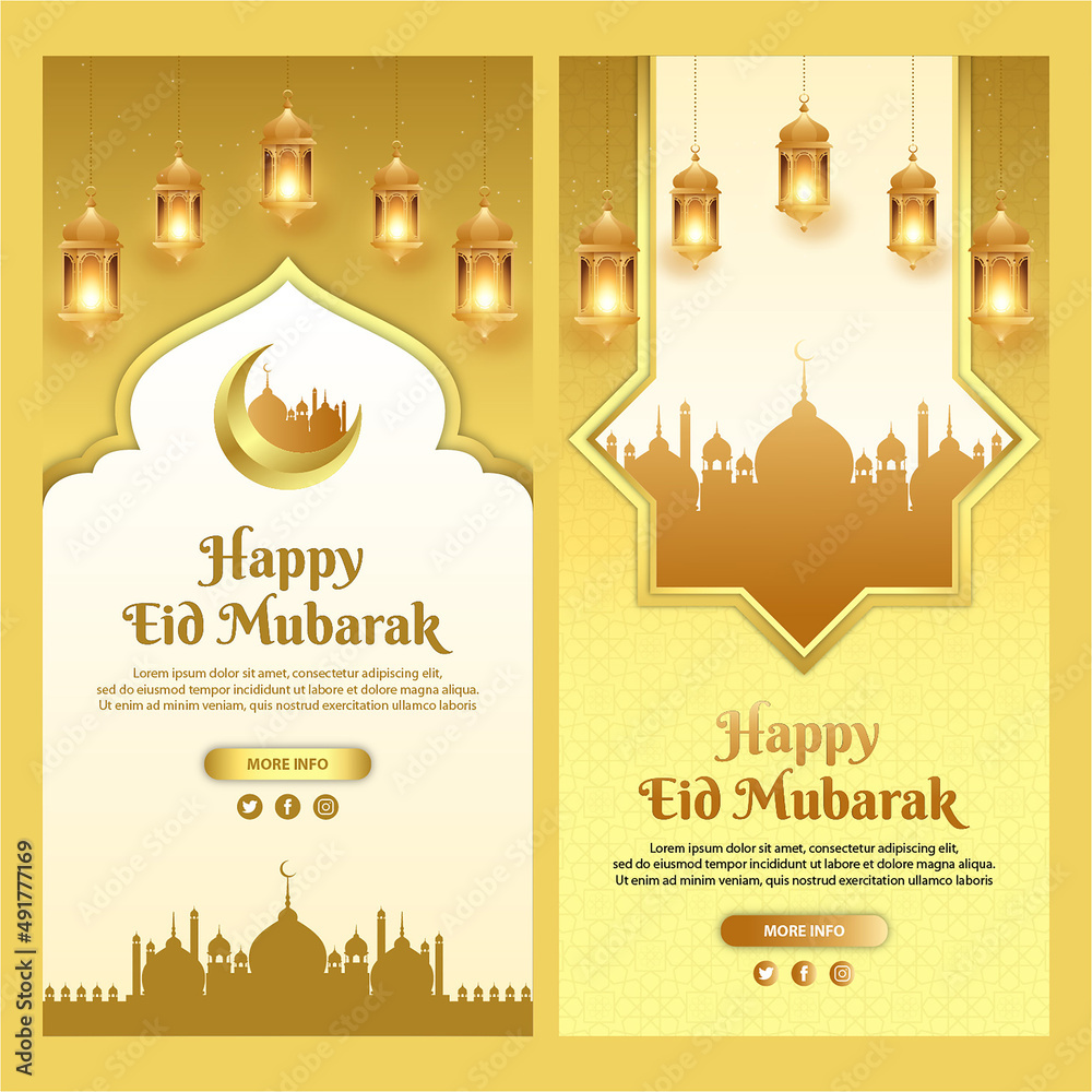 Fototapeta premium Realistic Ramadan Mubarak Card Set