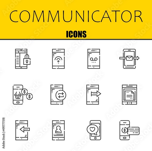 communicator vector line icons set. smartphone, smartphone and smartphone Icons. Thin line design. Modern outline graphic elements, simple stroke symbols stock illustration