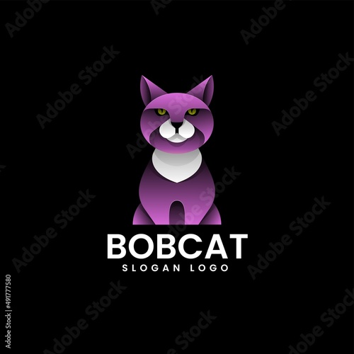 Fototapeta Naklejka Na Ścianę i Meble -  Vector Logo Illustration Bobcat Gradient Colorful Style.