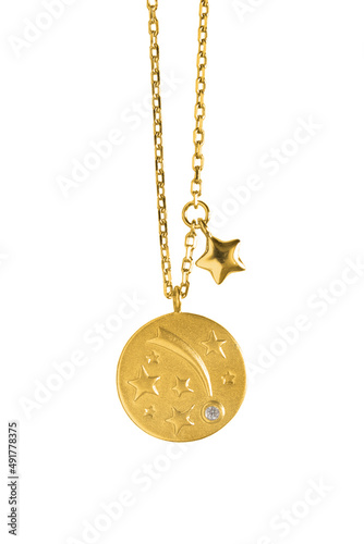 Gold necklace isolated