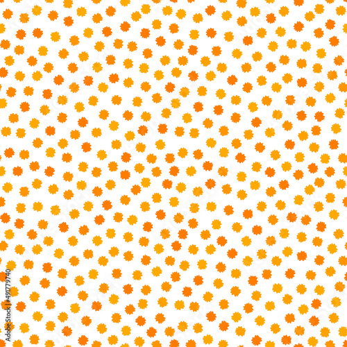 White seamless pattern with orange pompom.