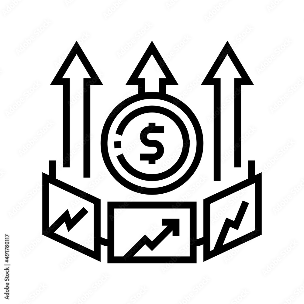 market inflation line icon vector. market inflation sign. isolated contour symbol black illustration market inflation line icon vector. market inflation sign. isolated contour symbol black illustration