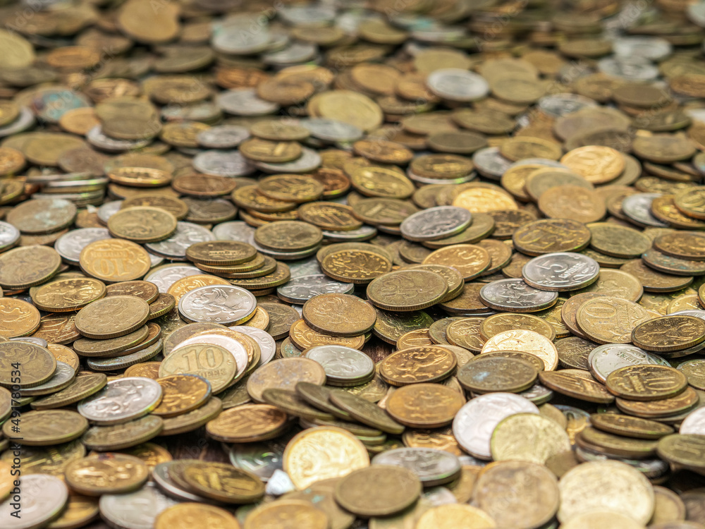 Small russian coins background. Concept of inflation. Small russian coins background. Concept of inflation.