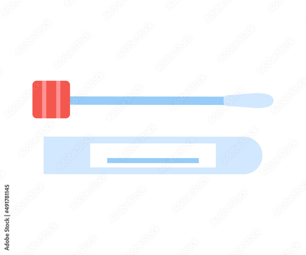 Swab test on research health, pcr test. Disposable medical stick to determine disease coronavirus. Vector illustration Swab test on research health, pcr test. Disposable medical stick to determine disease coronavirus. Vector illustration