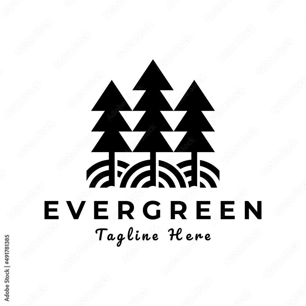pine tree silhouette logo design