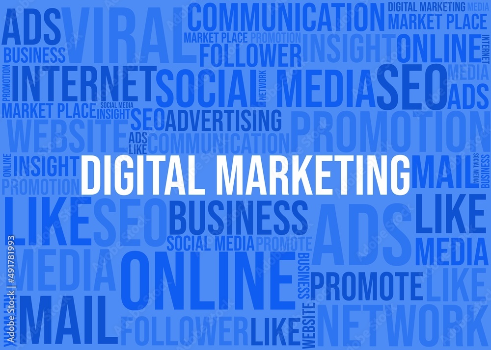 Digital marketing typography illustration with vector file Digital marketing typography illustration with vector file