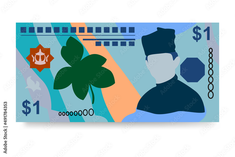 Brunei Dollar Vector Illustration. Brunei money set bundle banknotes ...