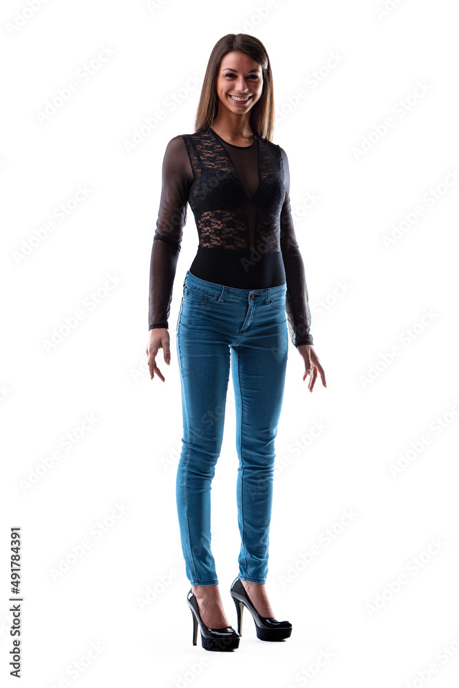 Trendy slender young woman with a vivacious smile