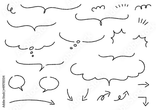 手書きのシンプルな吹き出しセット（デコボコの線）