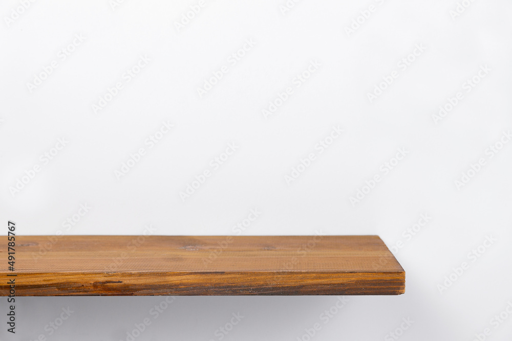 empty wooden shelf on the wall empty wooden shelf on the wall