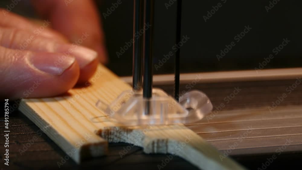 sawing wood with electric jigsaw close-up, Joinery work sawing wood with electric jigsaw close-up, Joinery work