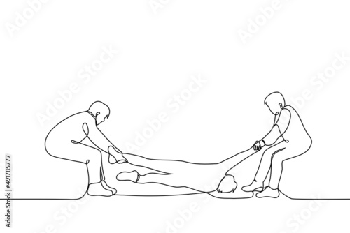 two drag third - one line drawing vector. concept fight, competition, jealousy