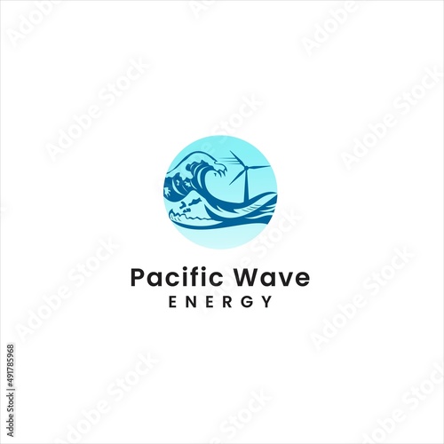 pacific ocean logo design,wave and tailwind logotype