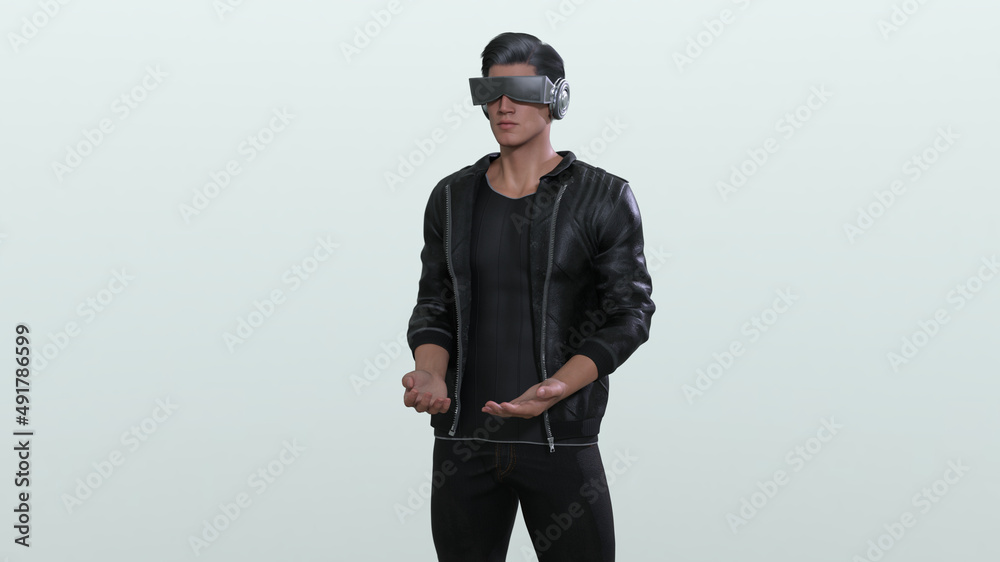 3D Render: Male character wearing Virtual Reality Headset to have an exciting experience for cyberspace technology
3D Render: Male character wearing Virtual Reality Headset to have an exciting experience for cyberspace technology