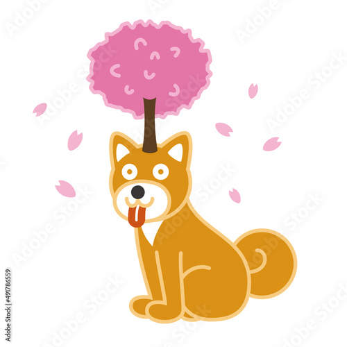 頭に桜を生やした犬