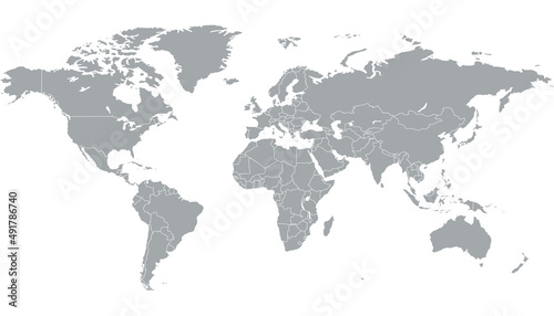 Fototapeta Naklejka Na Ścianę i Meble -  World map. Color vector modern. Silhouette map	