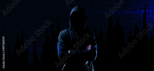 Cyber security hacker concept. Internet web hack technology. Blu