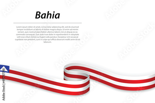 Waving ribbon or banner with flag of Bahia photo