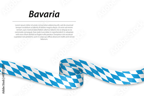 Waving ribbon or banner with flag of Bavaria