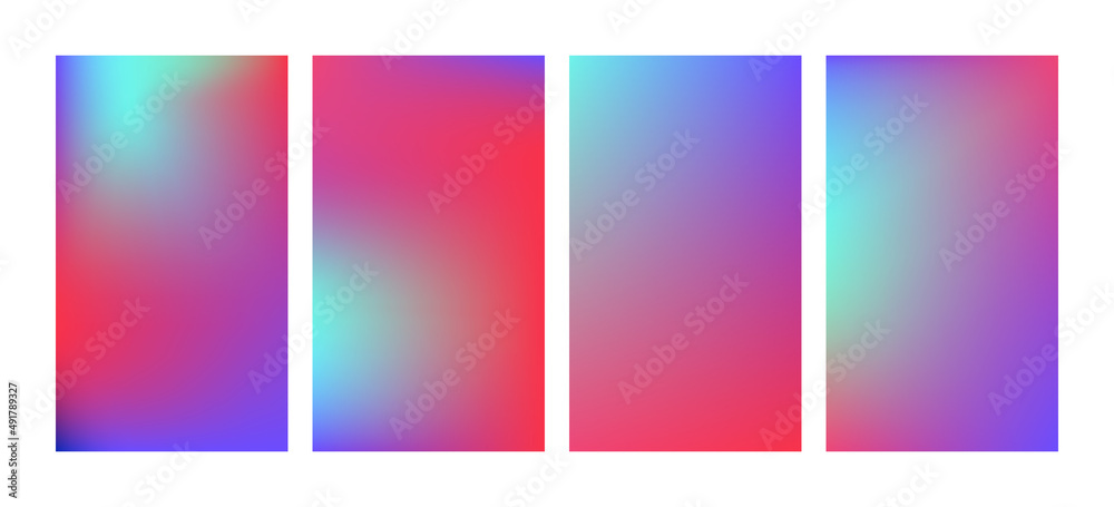 Red purple and blue gradient pattern set. Abstract gradient colours pattern set. 