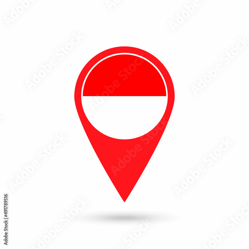 Map pointer with contry Indonesia. Indonesia flag. Vector illustration.