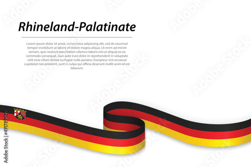 Waving ribbon or banner with flag of Rhineland-Palatinate