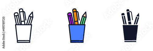 pencil stand icon symbol template for graphic and web design collection logo vector illustration