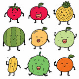 vector set of fruits cartoon