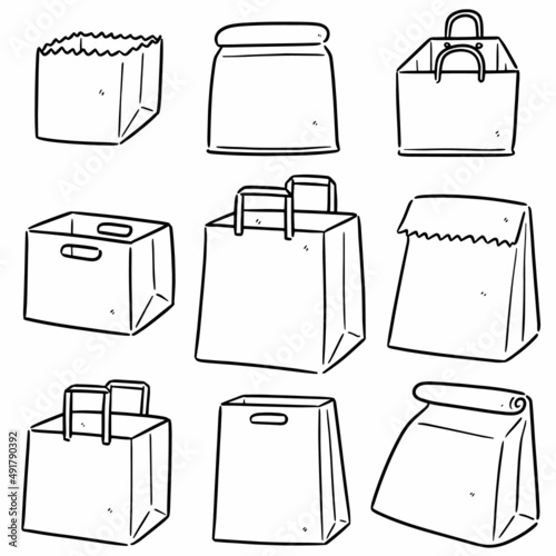 vector set of paper bag