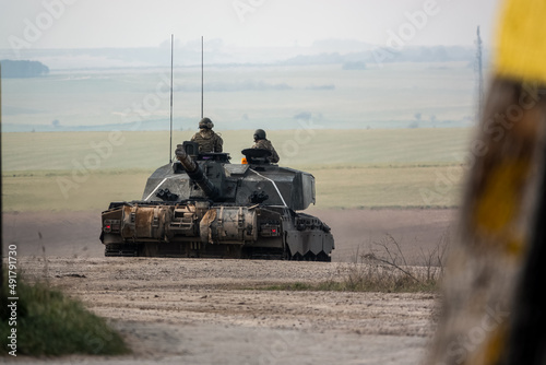 Fotobehang British army FV4034 Challenger 2 main battle tank with Commander directing, in a