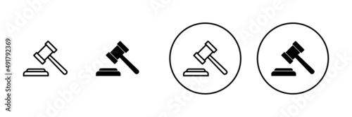 Gavel icons set. judge gavel sign and symbol. law icon. auction hammer