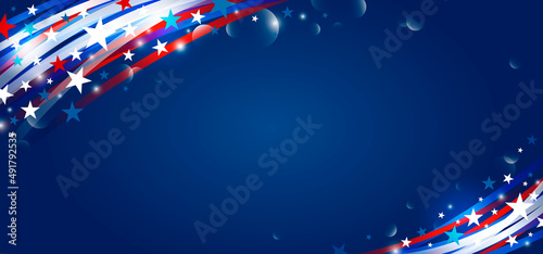 Abstract USA background design of line gradient and star 4th of july independence day vector illustration