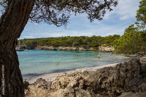 Cala Turqueta, Menorca. September 2021. Paradise beach on the island of Menorca. Perfect place to relax and enjoy nature in summer.