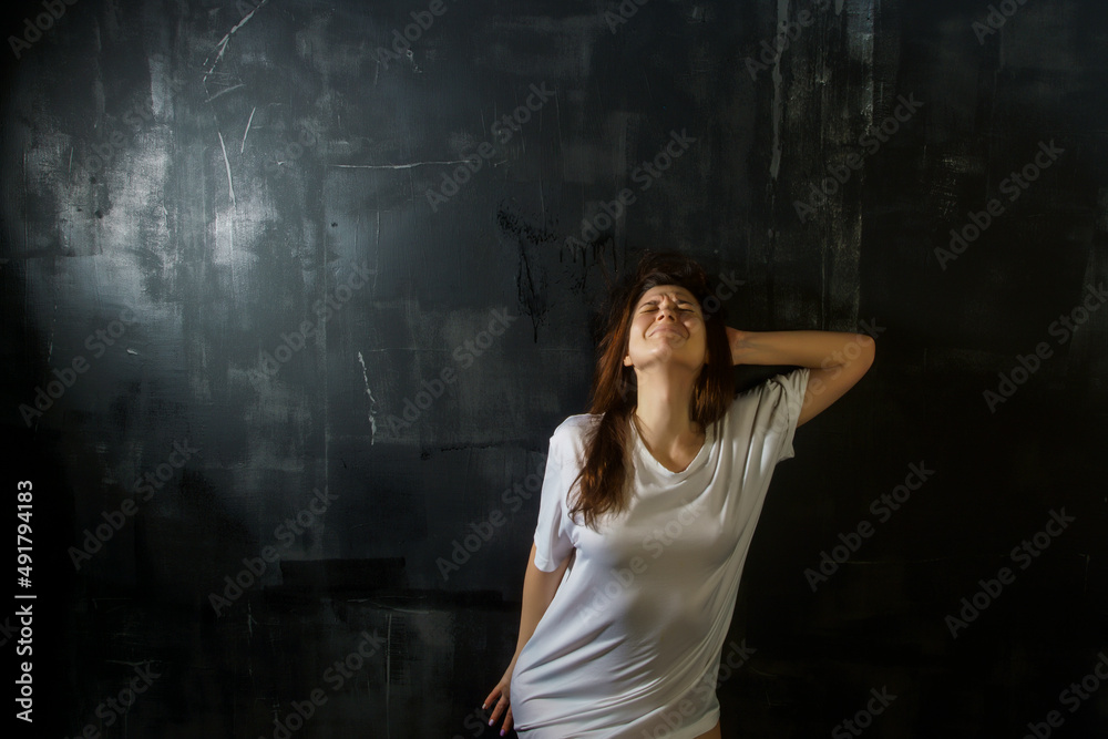 portrait of a young woman with emotions suffering, sadness, pain, depression, mental disorders, psychology portrait of a young woman with emotions suffering, sadness, pain, depression, mental disorders, psychology