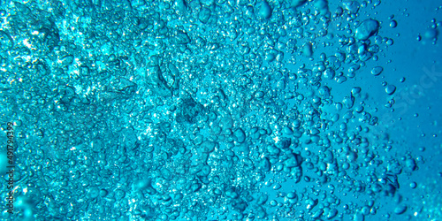 Abstract Sea Water Bubbles Blue Background