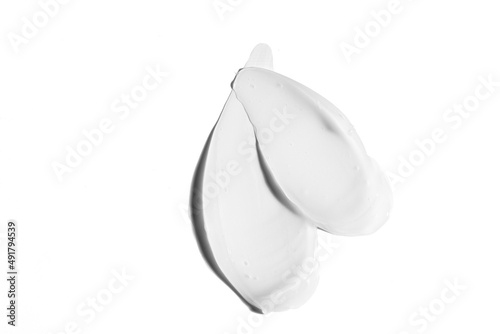 Liquid cream cosmetic smudge texture on a white background