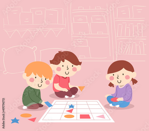 Kids Math Camp Geometry Puzzle Illustration photo